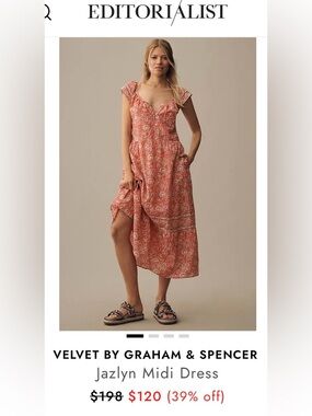 Velvet by Graham & Spencer Coral Paisley Midi Dress